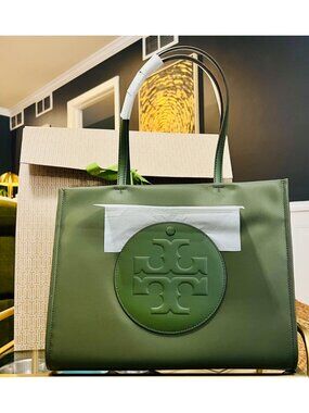 Beautiful New Tory Burch Moss Green (stunning) Ella Shoulder Bag with Gift Box